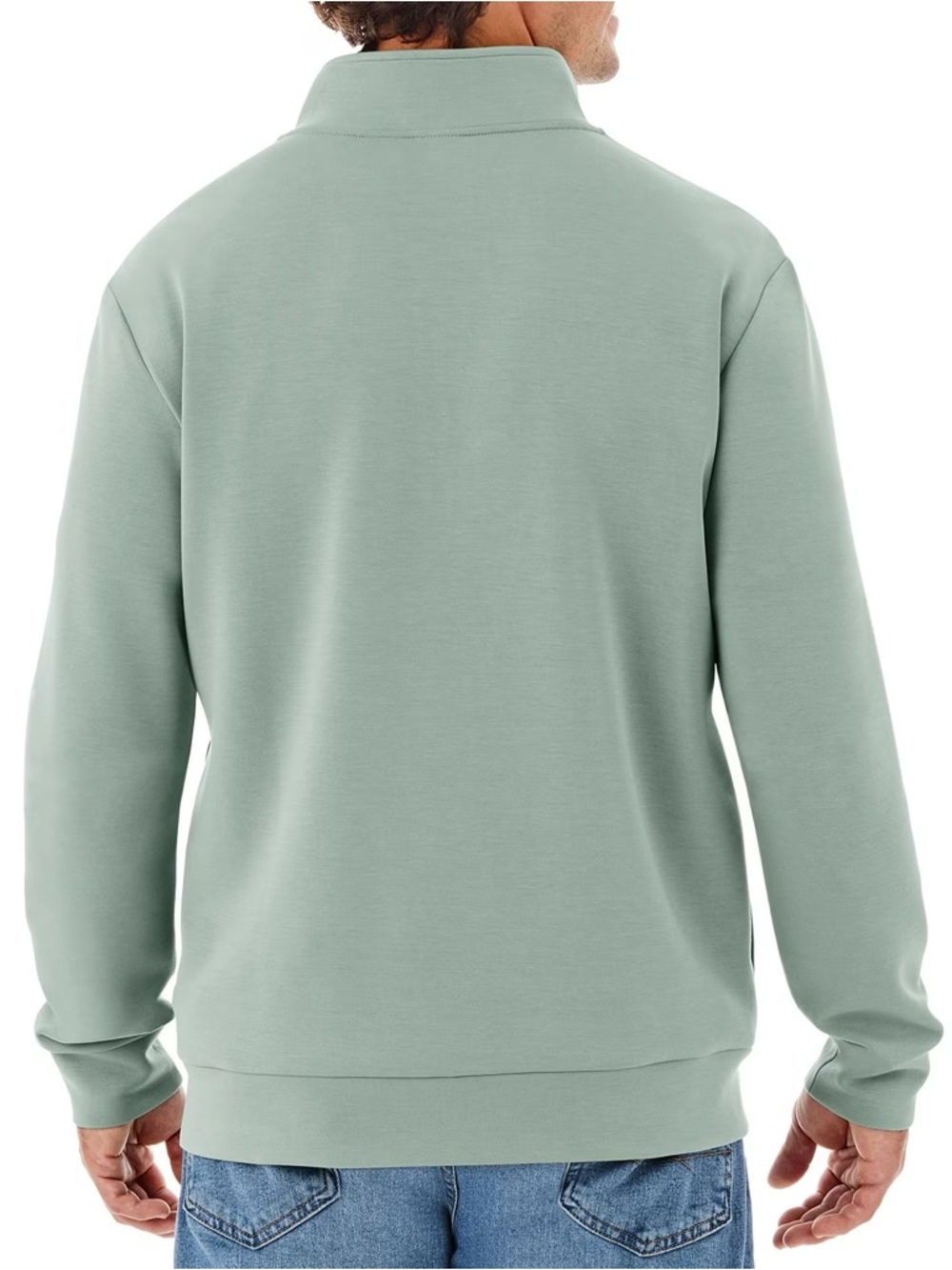 Sandwash Lightweight Quarter-Zip Pullover - Sage Green - Picture 2 of 5